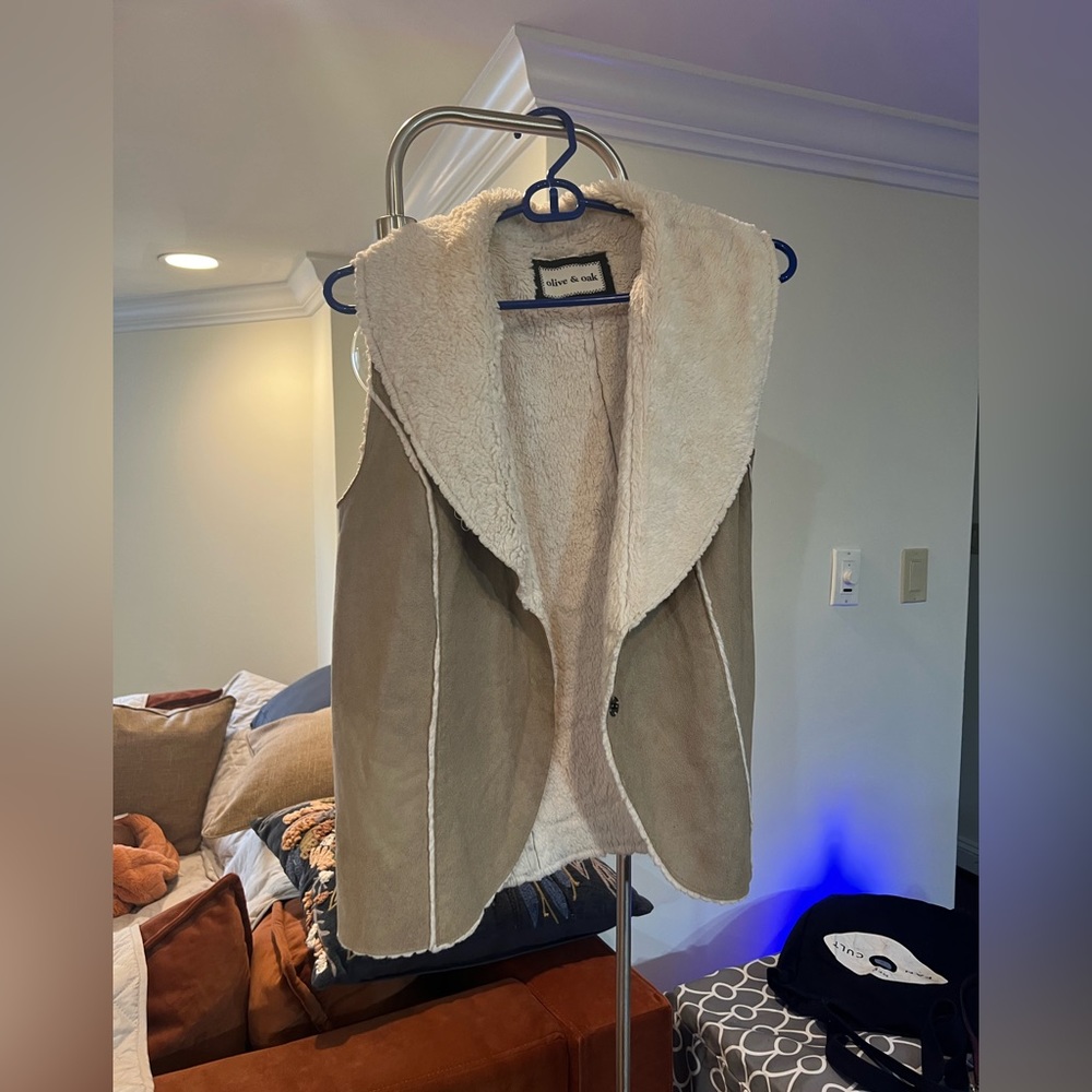 Faux Sherpa and Suede Vest